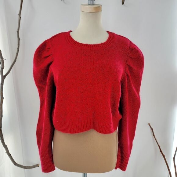 Wild fable cropped puff sleeve sweater red - Picture 1 of 11